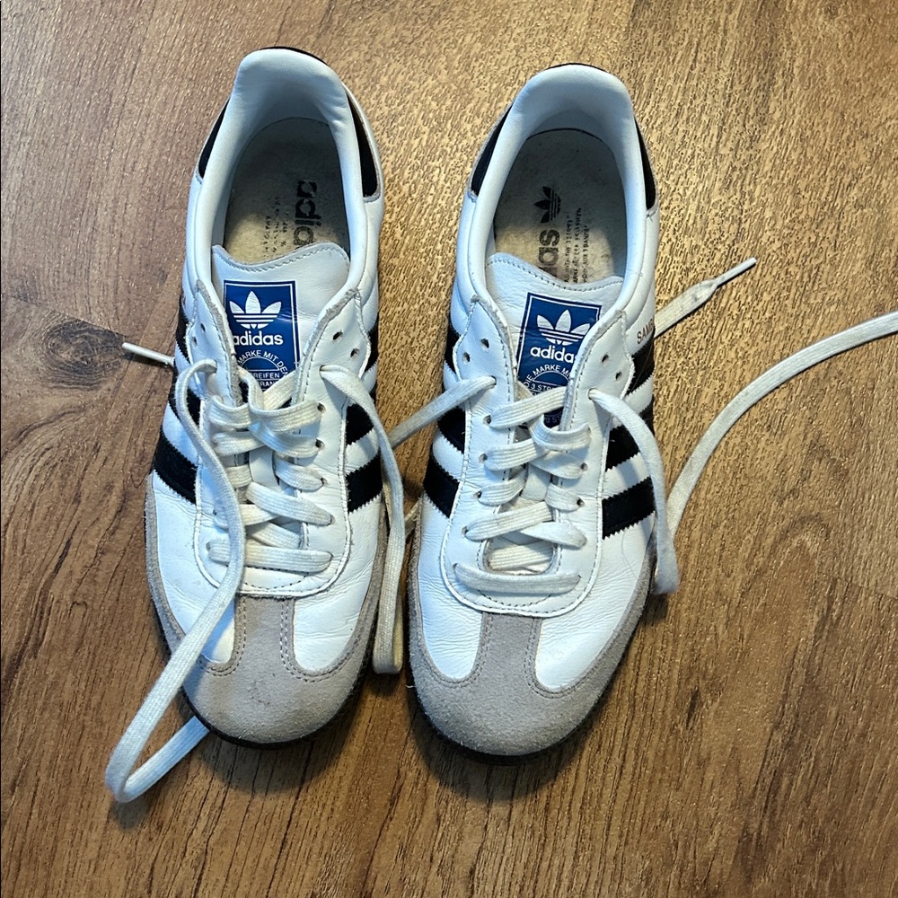 Adidas Sambas with Black Accents and Blue Logo
